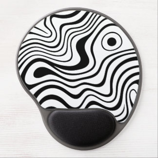 Ergonomic Black and White Abstract Wavy Line Gel Mouse Pad