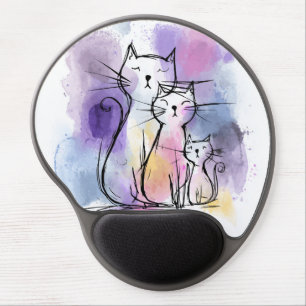 Ergonomic Cat Family Gel Mouse Pad Gift