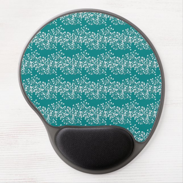 Ergonomic mouse mat in a green blossom design (Front)
