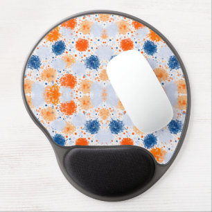 Ergonomic mouse pad with a colorful, abstract