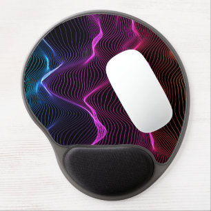 Ergonomic mouse pad with vibrant, wavy lines