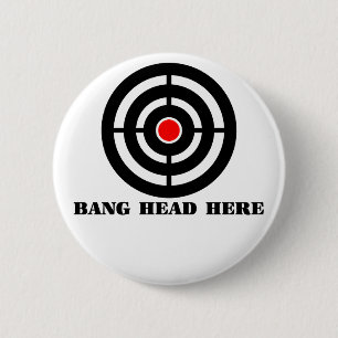 Ergonomic Stress Relief: Bang Head Here Pinback Button