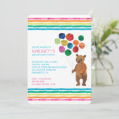 Eric Carle | Beary Girl Striped Birthday Invitation (Standing Front)