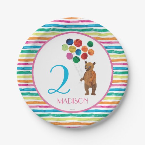 Eric Carle  Beary Girl Striped Birthday Paper Plates