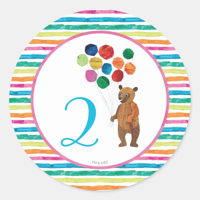 Eric Carle | Beary Rainbow Birthday Classic Round Sticker (Front)
