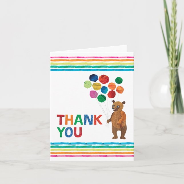 Eric Carle | Beary Rainbow Birthday Letterpress Thank You Card (Front)