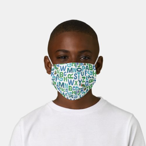 Eric Carle  Blue  Green Alphabet Pattern Kids Cloth Face Mask