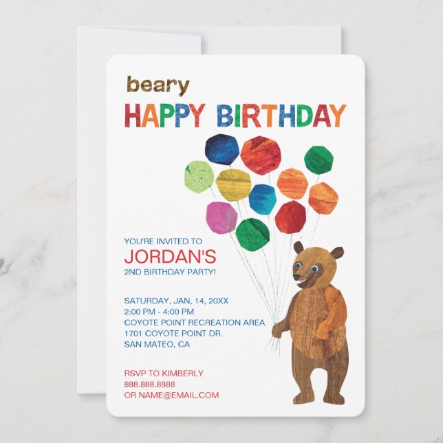 Eric Carle | Brown Bear - Beary Happy Birthday Invitation (Front)