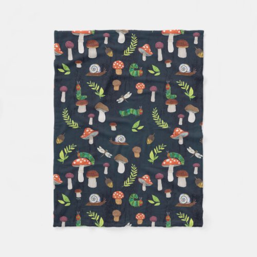 Eric Carle  Bugs  Mushrooms Pattern Fleece Blanket