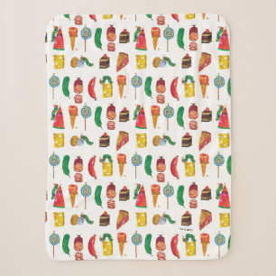 Eric Carle Caterpillar and Food Pattern Sherpa Blanket