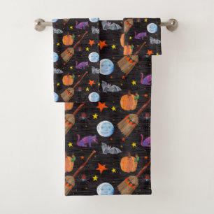 Eric Carle Caterpillar Black Halloween Pattern Bath Towel Set