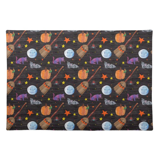 Eric Carle | Caterpillar Black Halloween Pattern Cloth Placemat (Front)
