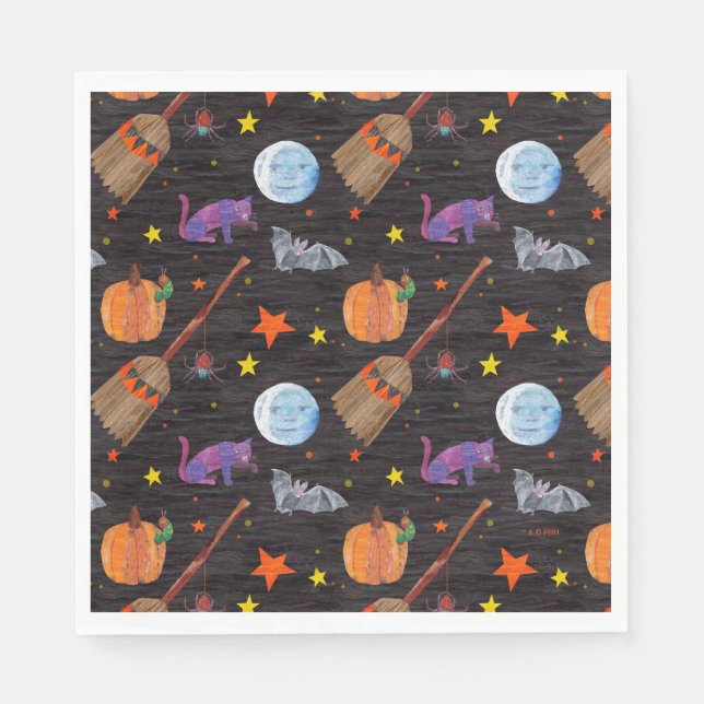 Eric Carle | Caterpillar Black Halloween Pattern Napkins (Front)