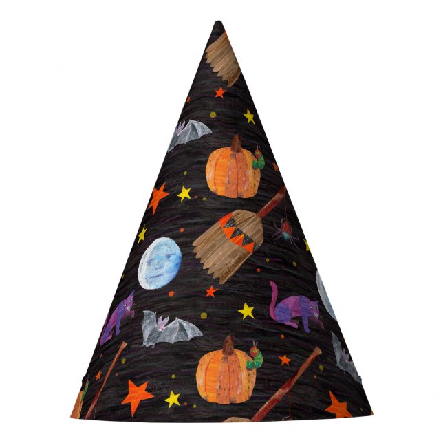 Eric Carle | Caterpillar Black Halloween Pattern Party Hat (Front)