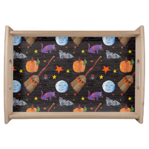 Eric Carle   Caterpillar Black Halloween Pattern Serving Tray