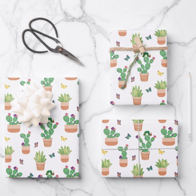 Eric Carle | Caterpillar, Cactus, and Butterfly Pa Wrapping Paper Sheets (Front)