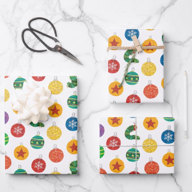 Eric Carle | Caterpillar Christmas Pattern Wrapping Paper Sheets (Front)