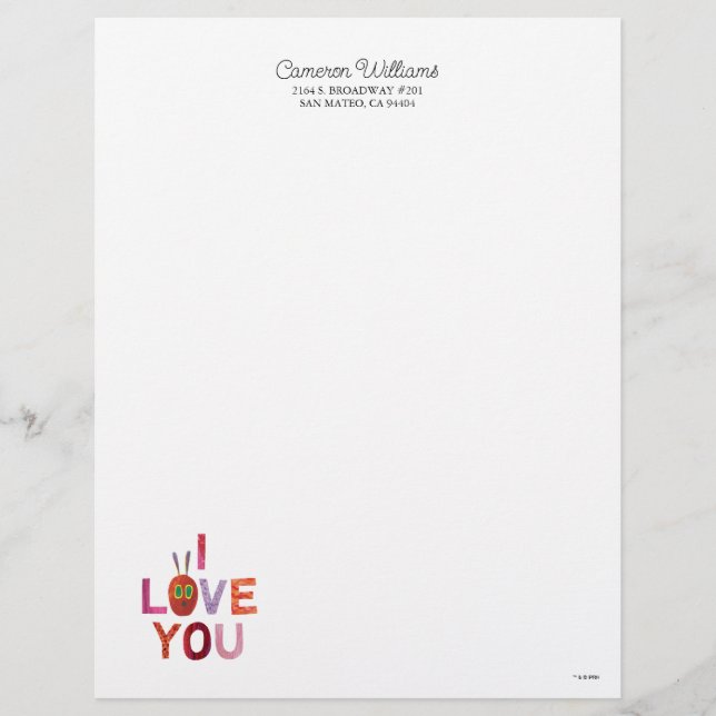 Eric Carle | Caterpillar I Love You Letterhead (Front)