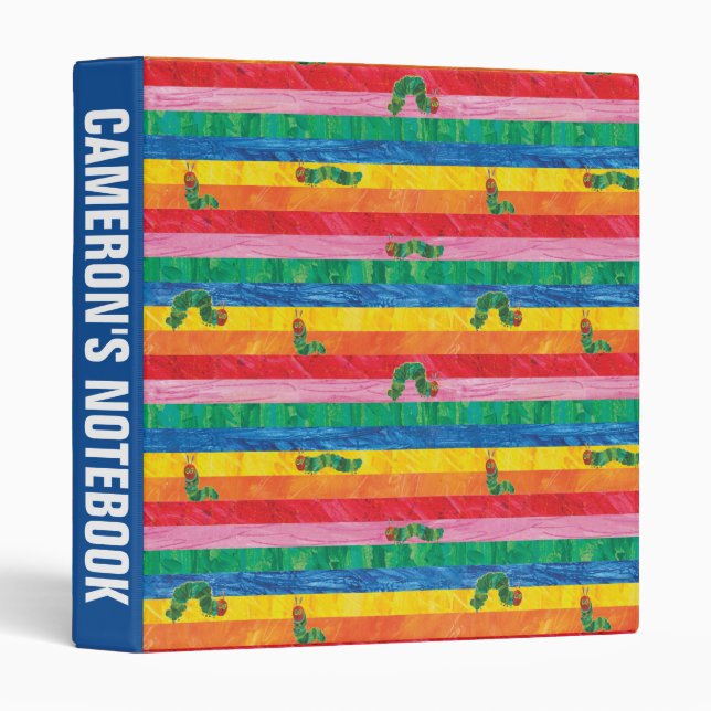 Eric Carle | Caterpillar Rainbow Stripe Pattern 3 Ring Binder (Front/Spine)