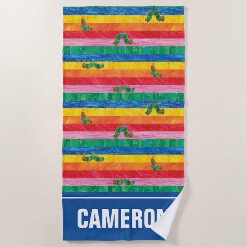 Eric Carle  Caterpillar Rainbow Stripe Pattern Beach Towel