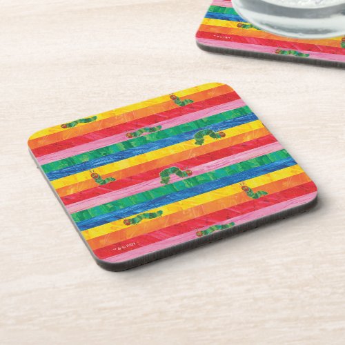 Eric Carle  Caterpillar Rainbow Stripe Pattern Beverage Coaster