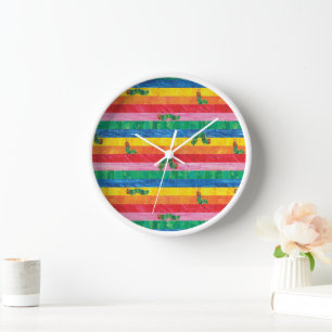 Eric Carle Caterpillar Rainbow Stripe Pattern Clock