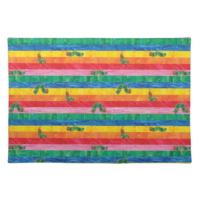 Eric Carle | Caterpillar Rainbow Stripe Pattern Cloth Placemat (Front)