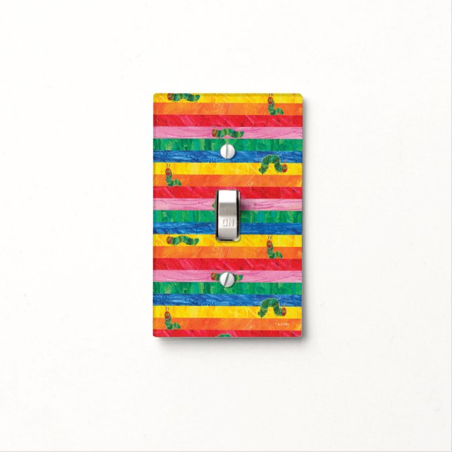 Eric Carle | Caterpillar Rainbow Stripe Pattern Light Switch Cover (In Situ)