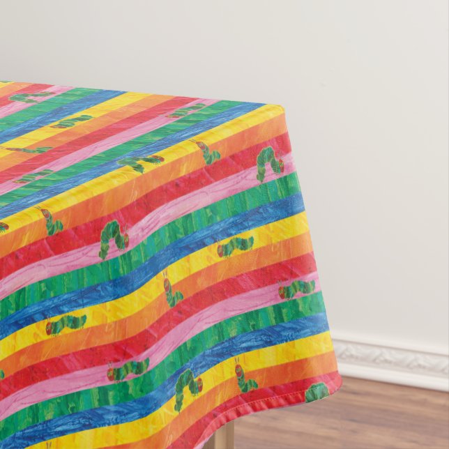 Eric Carle | Caterpillar Rainbow Stripe Pattern Tablecloth (In Situ)