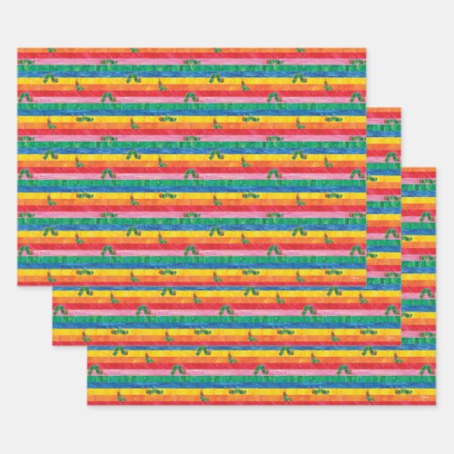 Eric Carle  Caterpillar Rainbow Stripe Pattern Wrapping Paper Sheets