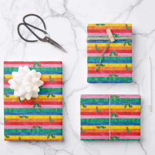Eric Carle   Caterpillar Rainbow Stripe Pattern Wrapping Paper Sheets