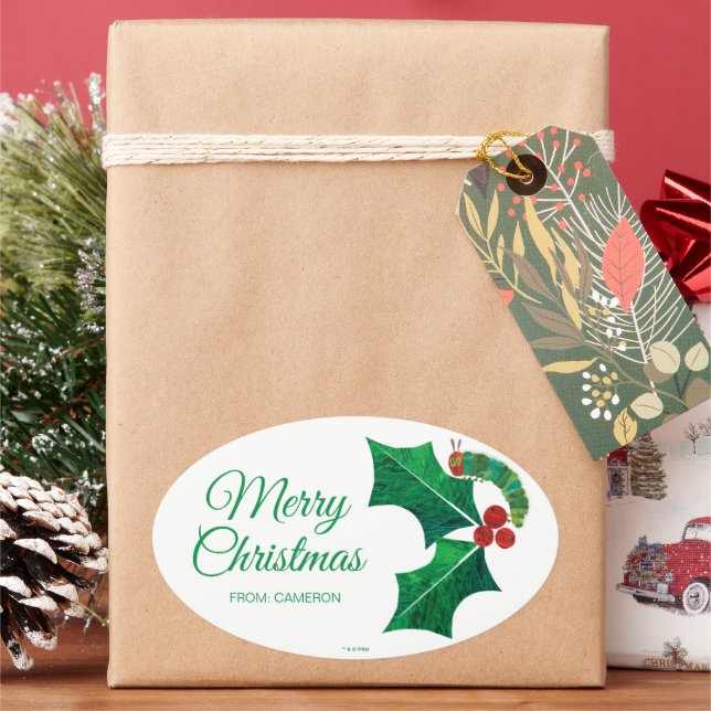 Eric Carle Christmas Caterpillar Oval Sticker (Holiday)