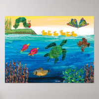 Eric Carle | Colorful Pond Scene Poster