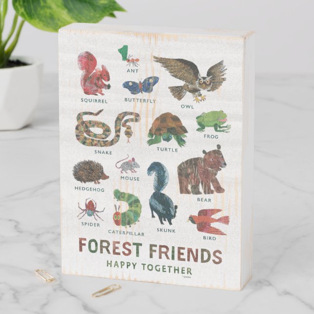 Eric Carle | Forest Friends Happy Together Wooden Box Sign (In Situ Vertical)
