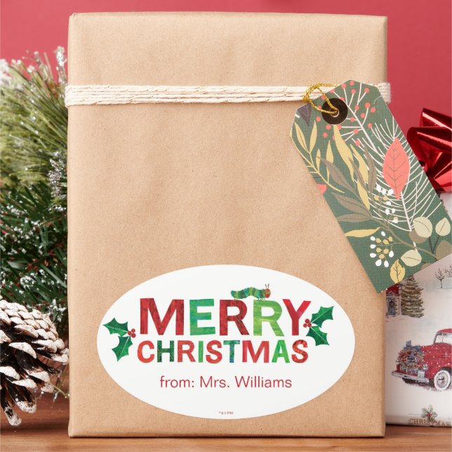 Eric Carle | Merry Christmas Oval Sticker (Holiday)