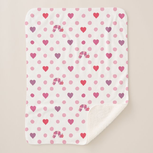Eric Carle | Valentine Heart Polka Dot Pattern Sherpa Blanket (Front)