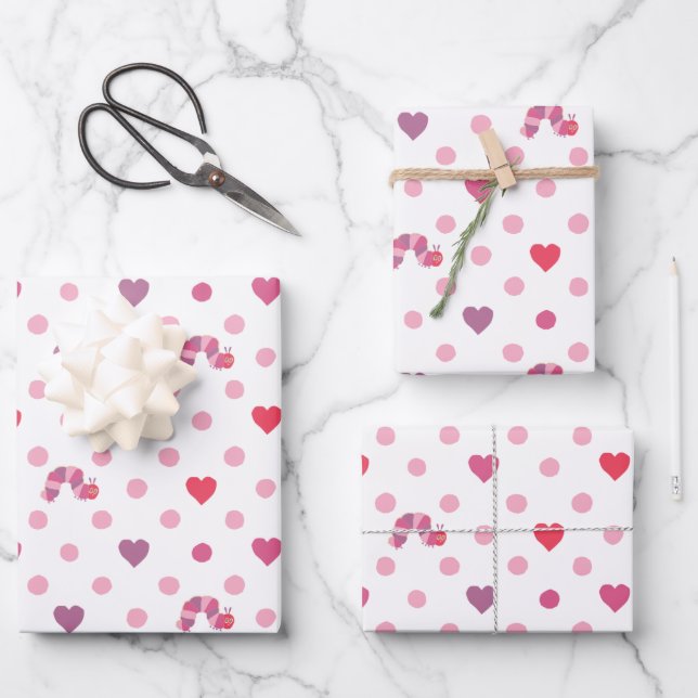 Eric Carle | Valentine Heart Polka Dot Pattern Wrapping Paper Sheets (Front)