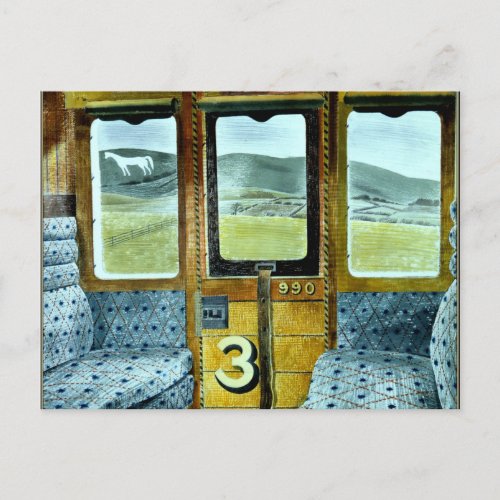 Eric Ravilious art Train Landscape Postcard