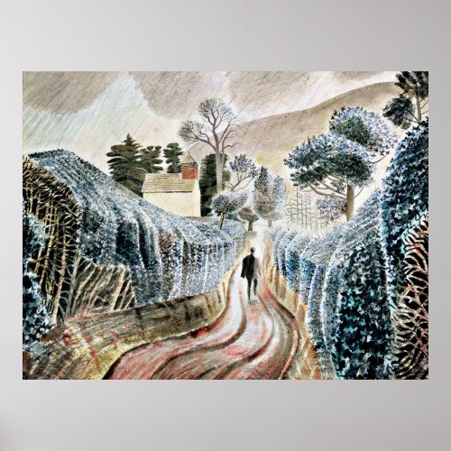 Eric Ravilious art Wet Afternoon Poster