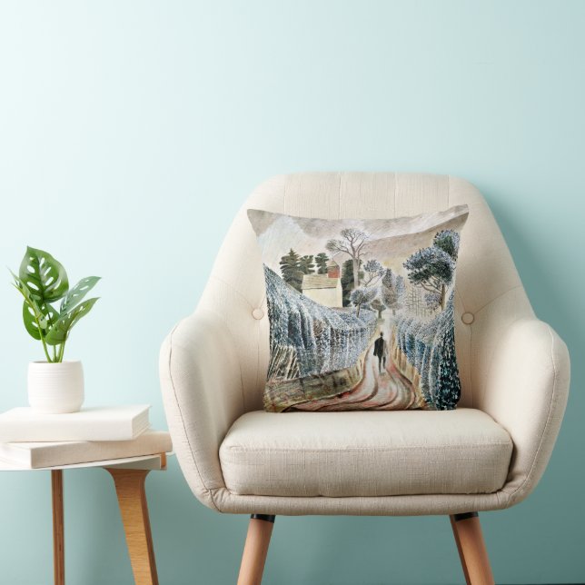 Eric Ravilious art, Wet Afternoon Throw Pillow (Chair)