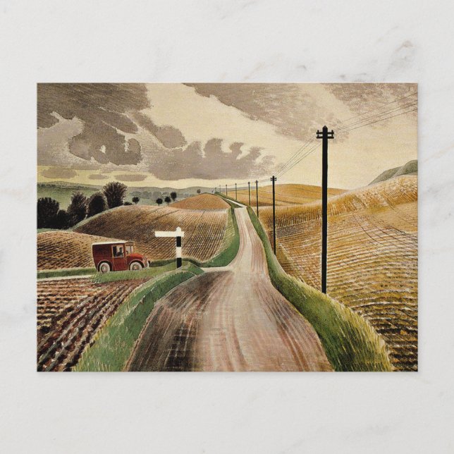 Eric Ravilious art, Wiltshire Landscape Postcard (Front)