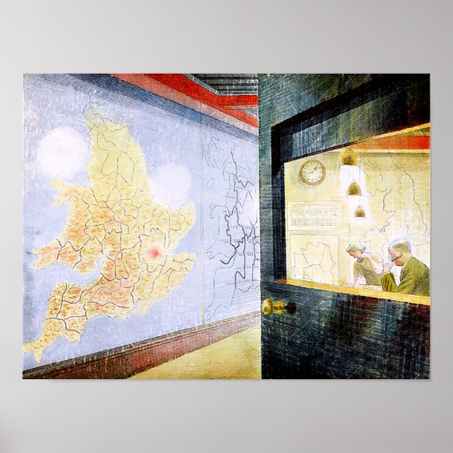 Eric Ravilious artwork,  Wall Maps Poster (Front)