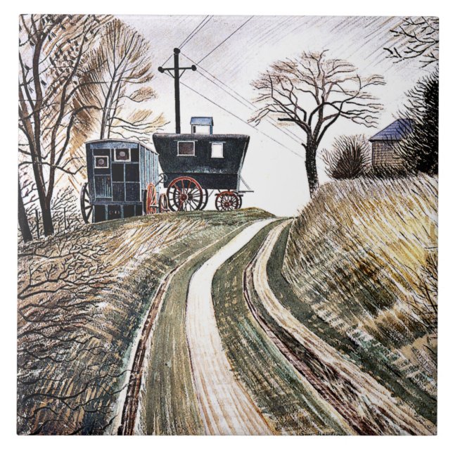 Eric Ravilious - Caravans, Ceramic Tile (Front)