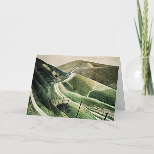 Eric Ravilious - Chalk Paths, famous artwork Holiday Card (Front)