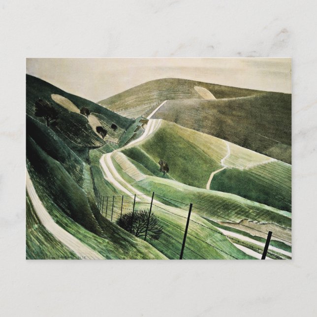 Eric Ravilious - Chalk Paths, famous artwork Postcard (Front)