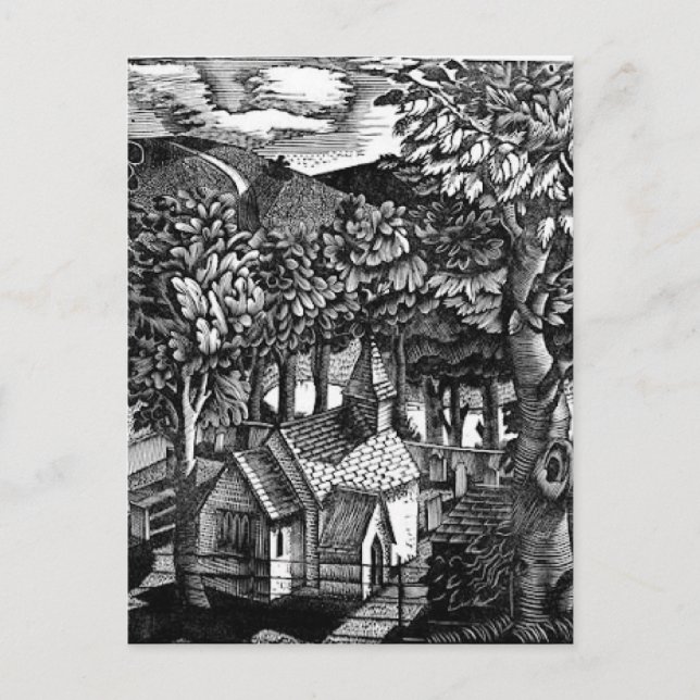 Eric Ravilious - Church under a Hill Postcard (Front)