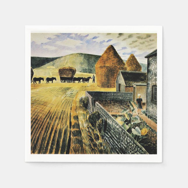 Eric Ravilious - Furlongs, famous painting, Napkins (Front)