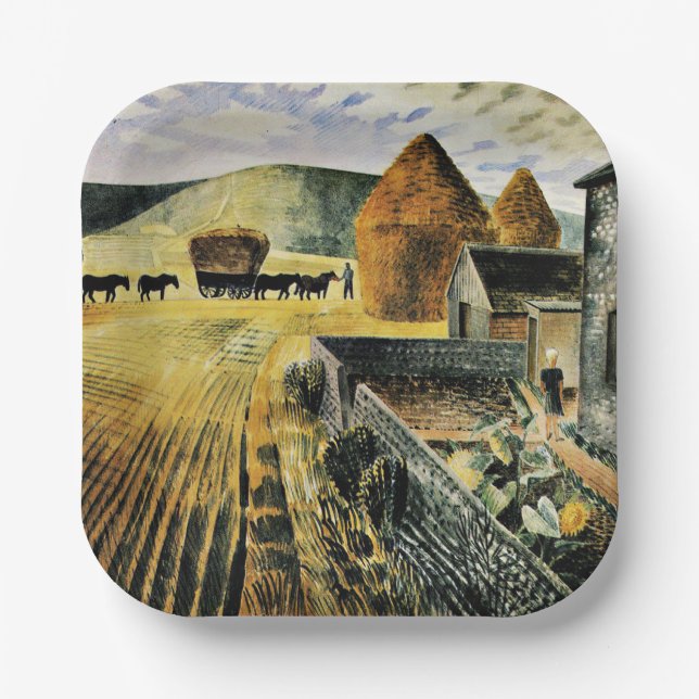Eric Ravilious - Furlongs, famous painting, Paper Plates (Front)
