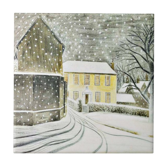 Eric Ravilious - Hallstead Road in Snow, Ceramic Tile (Front)