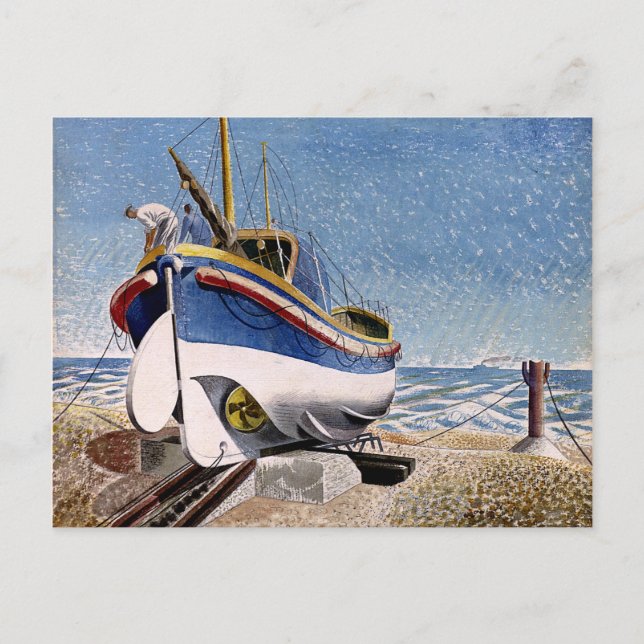 Eric Ravilious - Lifeboat at Adelburgh, fine art Postcard (Front)